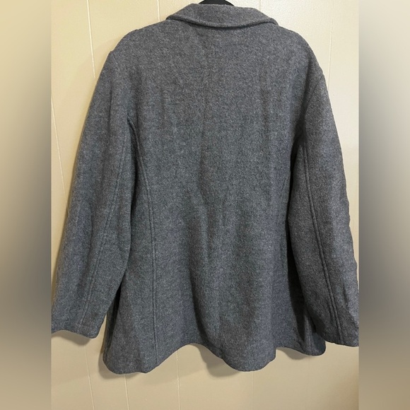LL Bean Bellandi Italian Wool Coat Women's Size 3X Button Gray Peacoat - Picture 3 of 4
